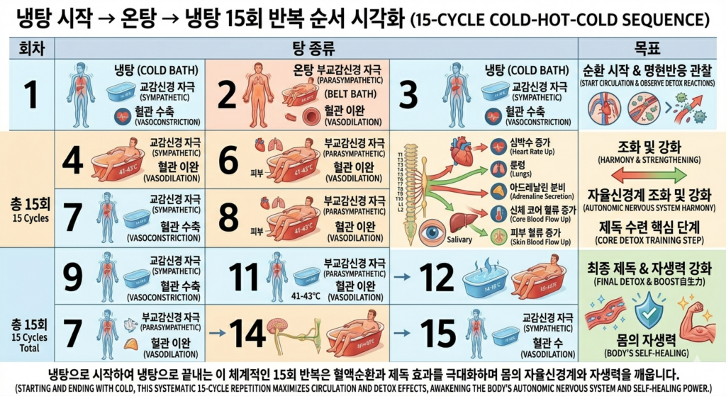 냉온욕 8냉7온 방법 단계별 가이드 인포그래픽