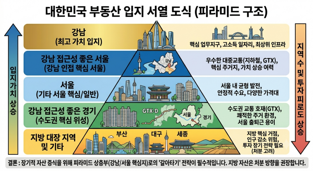 부동산 입지 서열 강남 서울 수도권 지방 도표