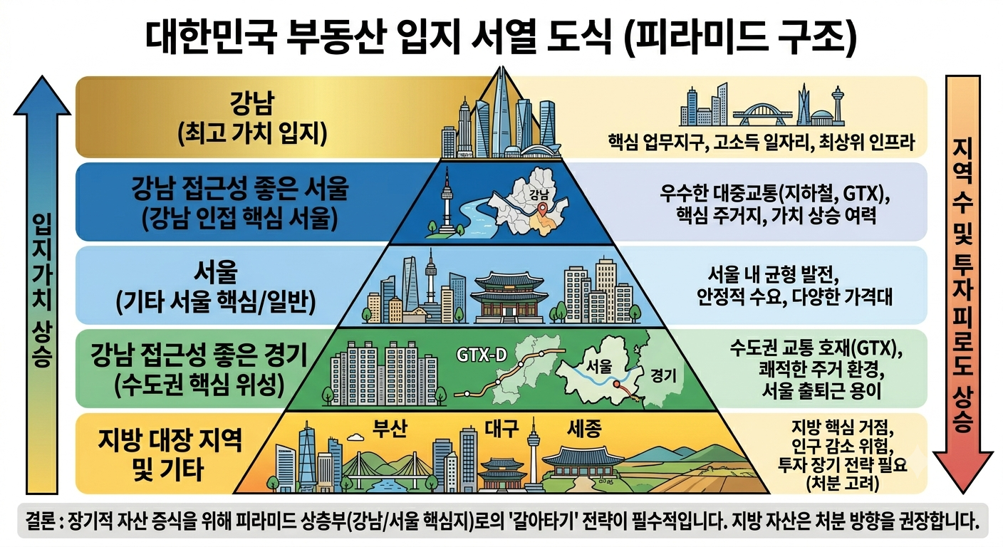 부동산 입지 서열 강남 서울 수도권 지방 도표