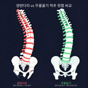 무릎 꿇고 앉을 때 골반과 척추 정렬 변화